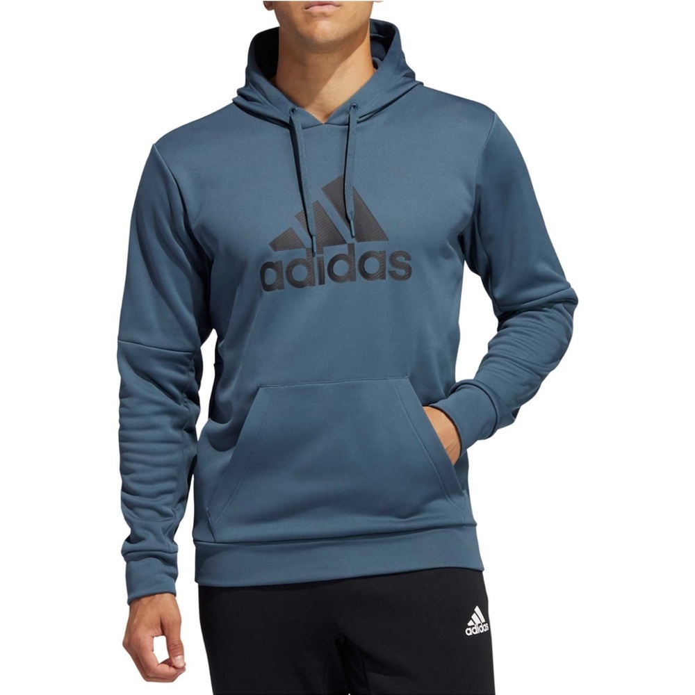 🔹Adidas Men’s Game and Go Badge of Sport Blue/Grayish Hoodie